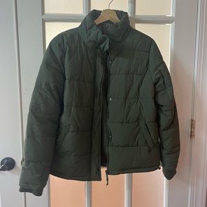 Cotton on puffer jacket, dark green, barely worn